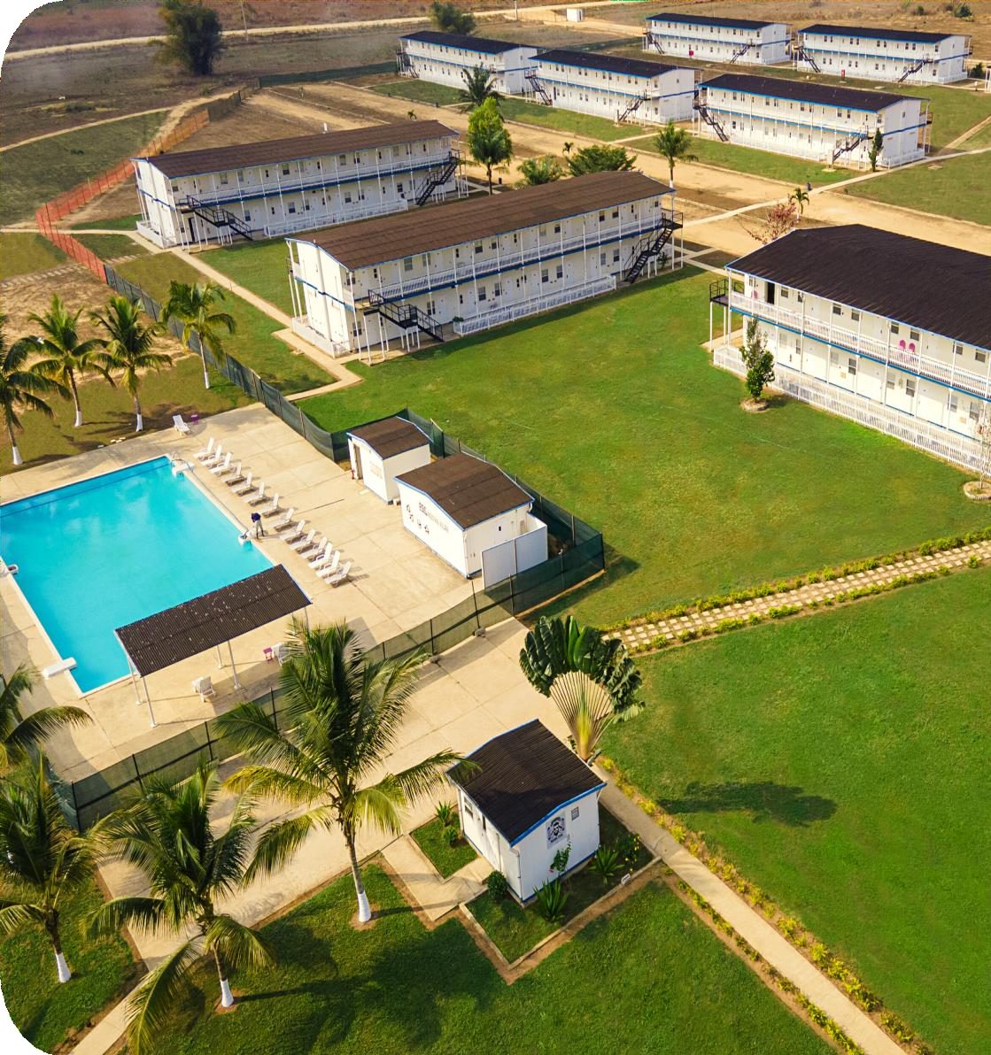 Aerial view of the ES&S Industrial Village in Cabinda