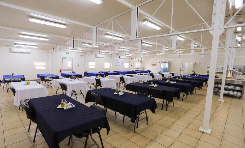 Mess hall with seating for 700 people